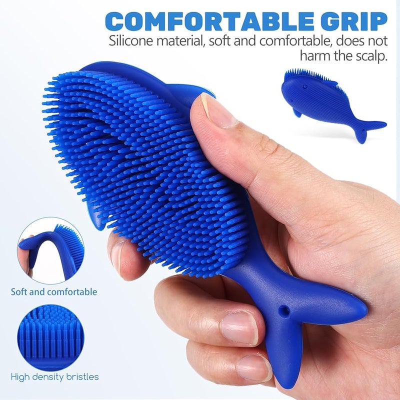 Whale Shaped Silicone Bath Scrubber 2 in 1 Exfoliating Brush Reusable Loofah For Shower - Image 3